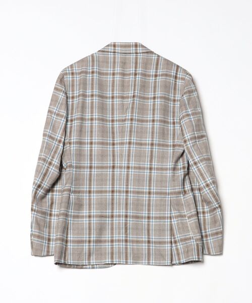 BEAMS F（ビームスF） チェック柄テーラードジャケット 93 ブラウン