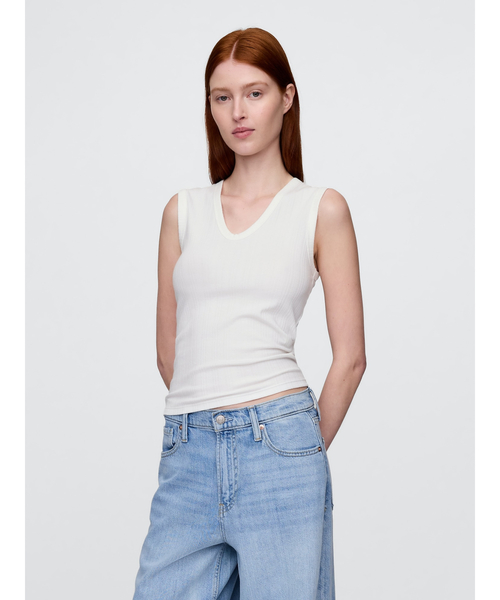 L.G.B. のタンクトップ　レディース S GAP タンクトップ ノースリーブ シアー モダン リブタンクトップ