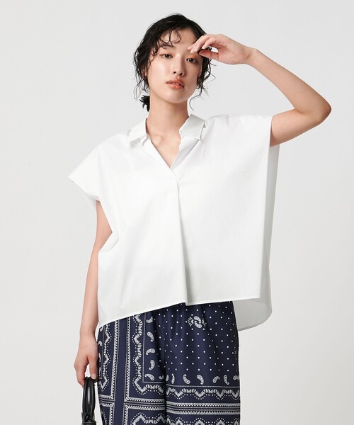 ブラウス シャツ スキッパーフレンチスリーブシャツ ブラウス-ウォッシャブル- レディース UNITED ARROWS｜スキッパーフレンチスリーブシャツ ブラウス
