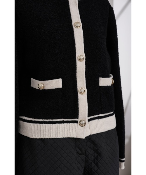 herlipto boucle bicolor jacket カーディガン Her lip to - herlipto新品Classic Bicolor Knit Cardiganの通販
