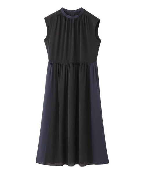 Rene】ニット フレアワンピース カメリアボタン お花 長袖 グレー 36