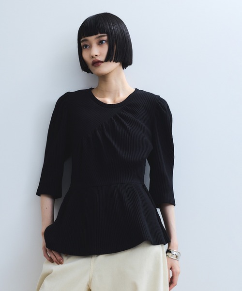 ADAM ET ROPE' ペプラムカットソー 半袖Tシャツ　異素材 ADAM ET ROPE' ペプラムカットソー 半袖Tシャツ 異素材 - メルカリ