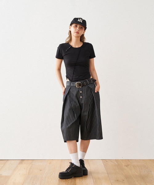 WISH FOR EVER パンツ ASSORT CROSS TUCK BAGGY SHORTS