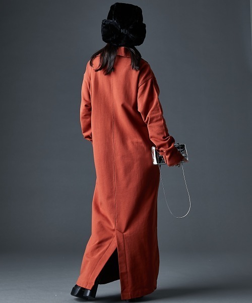 GEVS.（ジェイヴィス） ワンピース 綿100％ハーフジップ裏毛マキシ