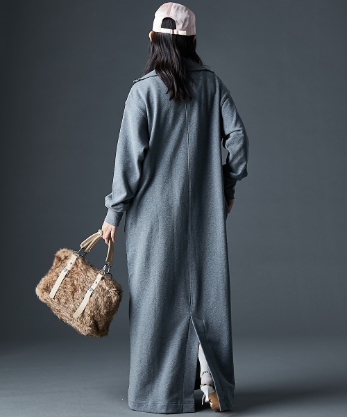 GEVS.（ジェイヴィス） ワンピース 綿100％ハーフジップ裏毛マキシ