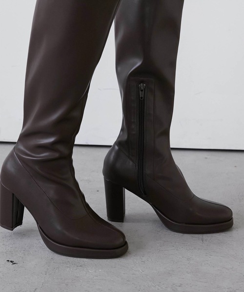 Luan（ルアン） ブーツ 「Luan」STRETCH LEATHER LONG BOOTS