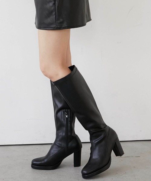 Luan（ルアン） ブーツ 「Luan」STRETCH LEATHER LONG BOOTS