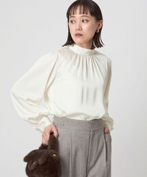 イエナ　サテンギャザーブラウス サテンギャザーブラウス | AND ON JIONE STORE（アンドオン）ジオン