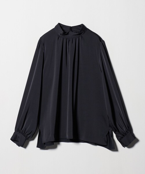 美品　ネストローブ　ラミー　スタンドネック　ギャザーブラウス　黒 green label relaxing（グリーンレーベルリラクシング） ブラウス