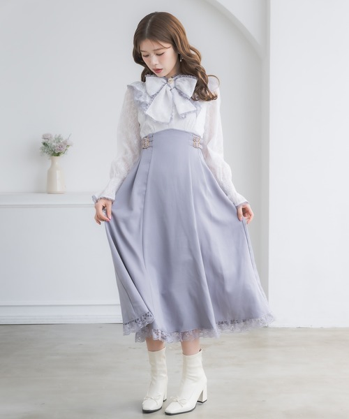 クチュールバイロジータ ワンピース レーシードッキング長袖ワンピース