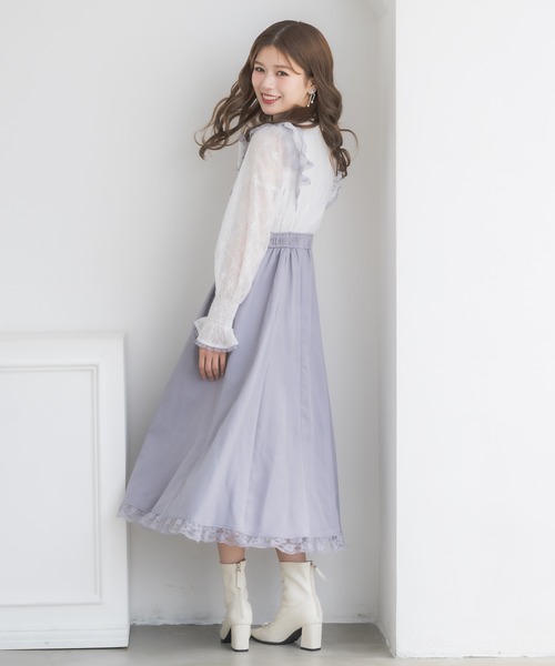 クチュールバイロジータ ワンピース レーシードッキング長袖ワンピース