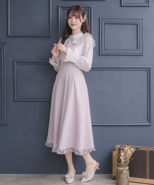 クチュールバイロジータ ワンピース レーシードッキング長袖ワンピース