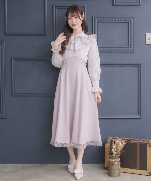 クチュールバイロジータ ワンピース レーシードッキング長袖ワンピース