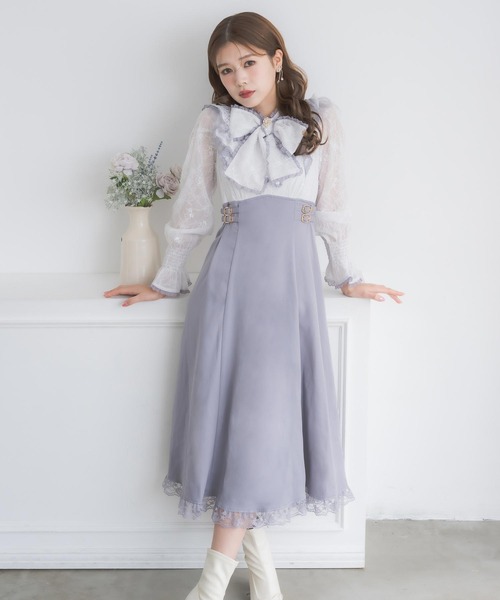 クチュールバイロジータ ワンピース レーシードッキング長袖ワンピース