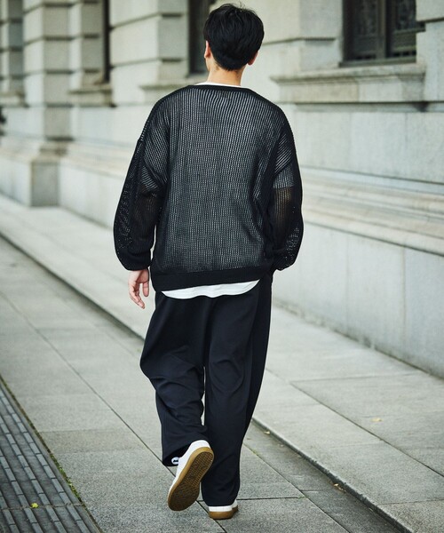 「HINSON」 長袖ニット LARGE オフホワイト メンズ_画像4