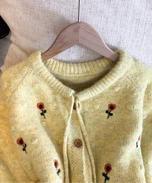 【美品】コットンカーディガンニット　リボン　オーブ刺繍　ベージュ　チェック ビッグチェック柄ミドル丈ニットカーディガンsdp8024 ベージュ – [公式