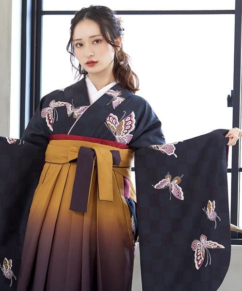 KIMONOMACHI 着物 レディース袴セット 卒業式 女性 4点セット「二尺袖+