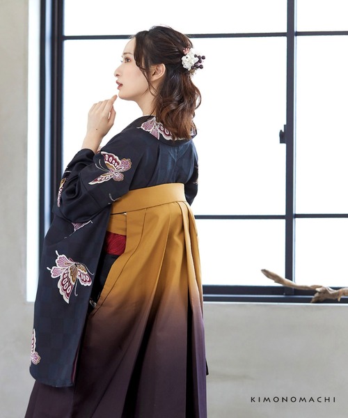 KIMONOMACHI 着物 レディース袴セット 卒業式 女性 4点セット「二尺袖+
