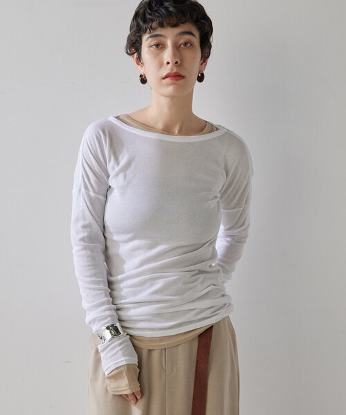 「THE PAUSE」 長袖カットソー FREE ホワイト レディース_画像3