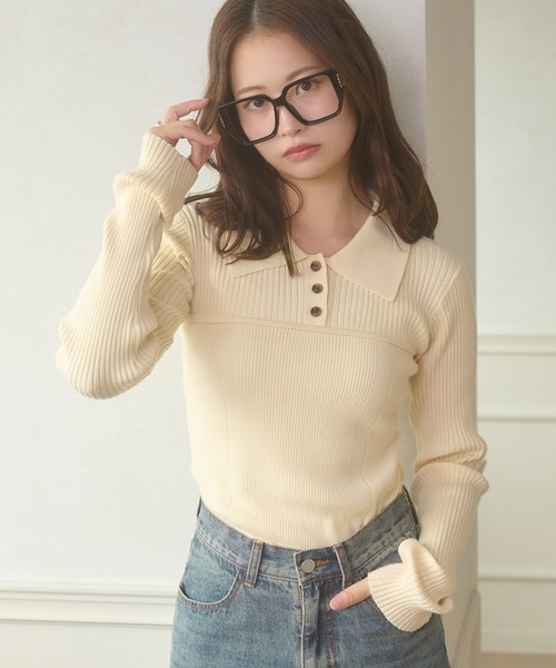 Ambre Neige（アンブルネージュ） ニット セーター bustier style rib