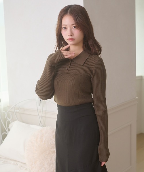 Ambre Neige（アンブルネージュ） ニット セーター bustier style rib