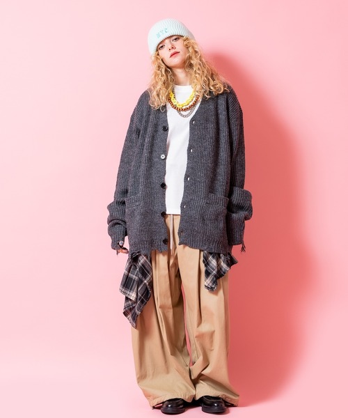 00's vintage ダメージ ニットカーディガン 襤褸 ボロボロ グランジ