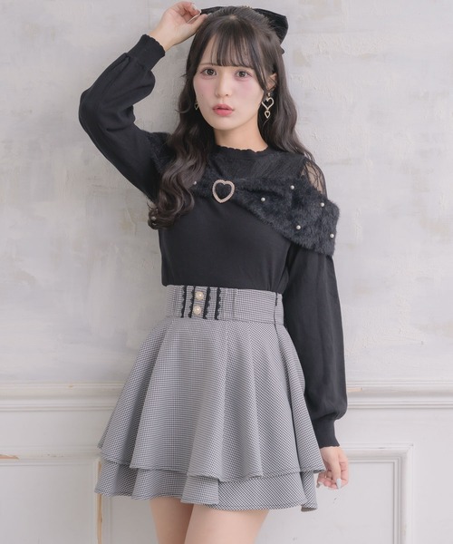 ロジータ バラ釦ポイントダブルフレアスカパン 美品 セール】バラ釦ポイントダブルフレアスカパン（スカート）｜ROJITA