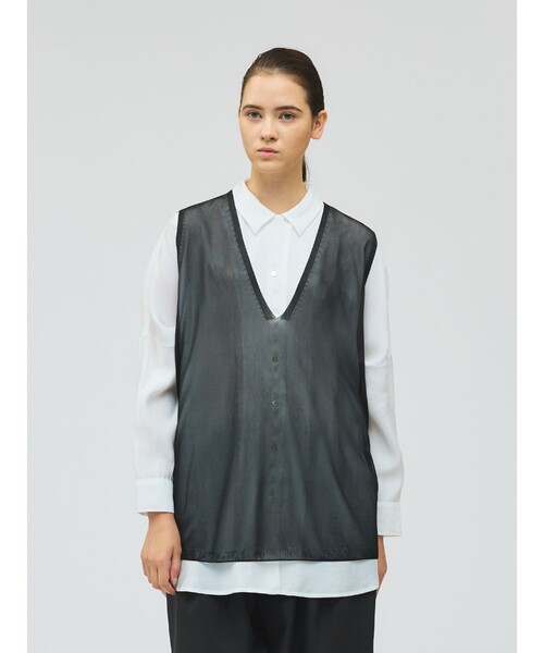 mizuiroind（ミズイロインド） ベスト ジレ シアー深Vネックベスト