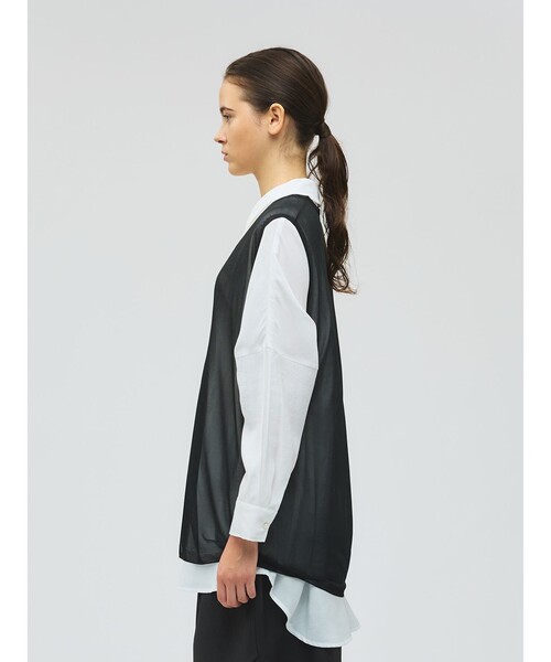 mizuiroind（ミズイロインド） ベスト ジレ シアー深Vネックベスト