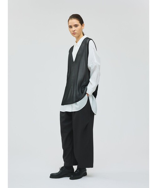 mizuiroind（ミズイロインド） ベスト ジレ シアー深Vネックベスト