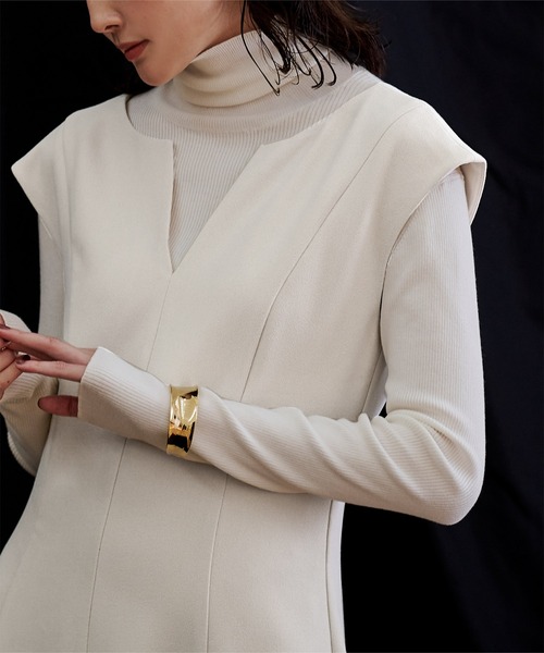 「ur's」 ノースリーブワンピース S ブラック レディース_画像6