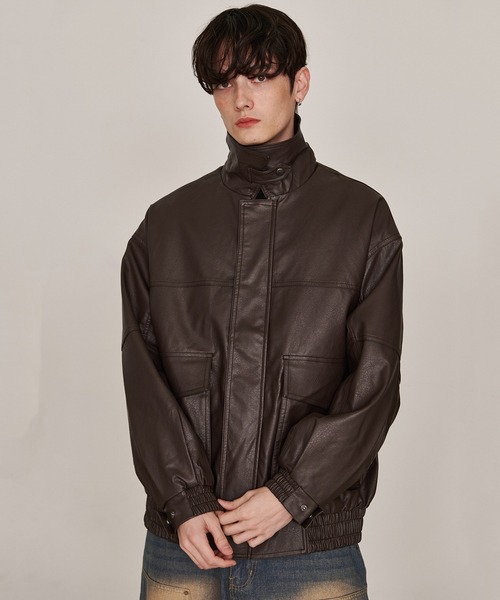 Revo. ブルゾン アウター ヴィンテージライク フェイクレザー オーバー
