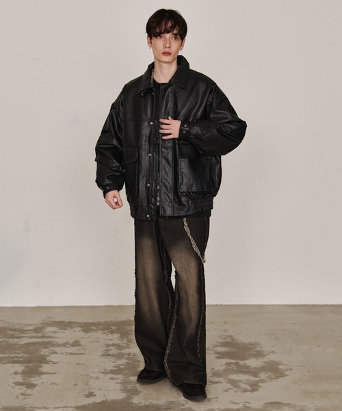 Revo. ブルゾン アウター ヴィンテージライク フェイクレザー オーバー