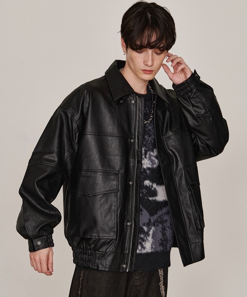 Revo. ブルゾン アウター ヴィンテージライク フェイクレザー オーバー