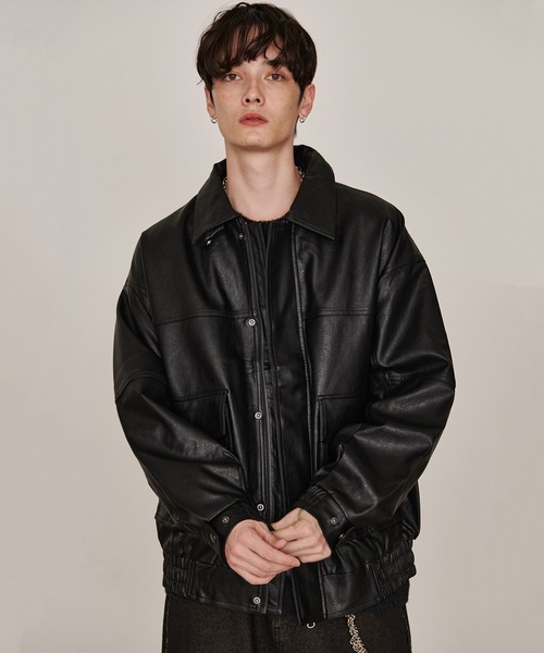 Revo. ブルゾン アウター ヴィンテージライク フェイクレザー オーバー