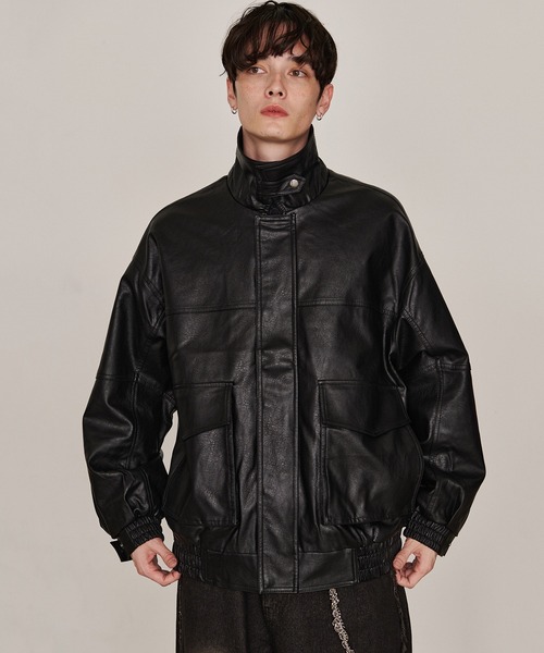 Revo. ブルゾン アウター ヴィンテージライク フェイクレザー オーバー