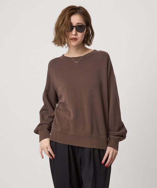 新品タグ付き conte コットン クルーネックスウェット ブラウン F 未使用 conte トレーナー スウェット 「conte」コットン クルーネック