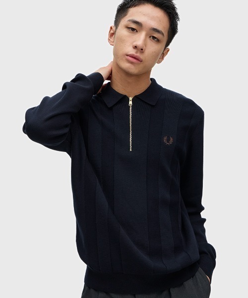 美品フレッドペリー長袖ポロシャツニット コムドットゆうた君着用 美品フレッドペリー長袖ポロシャツニット コムドットゆうた君着用