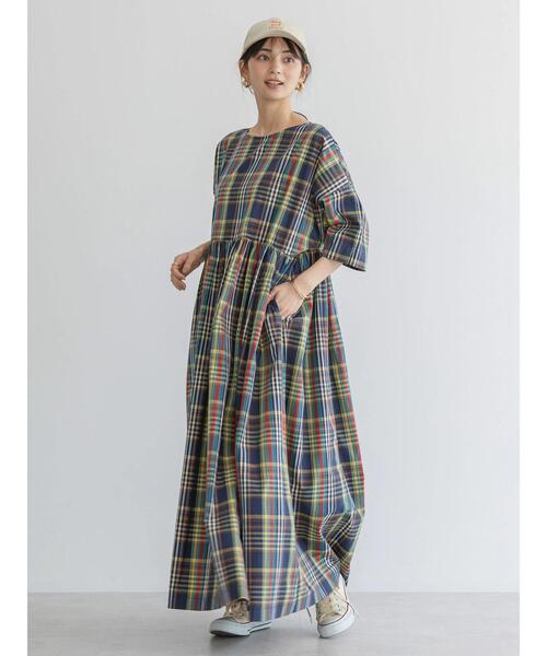 「AMERICAN HOLIC」 半袖ワンピース M ネイビー レディース_画像4