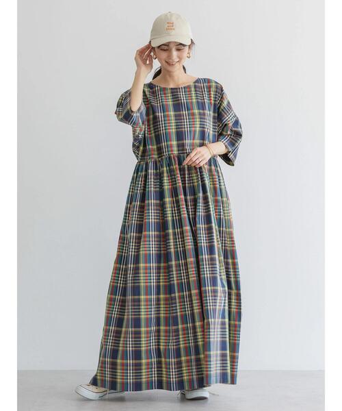 「AMERICAN HOLIC」 半袖ワンピース M ネイビー レディース_画像5