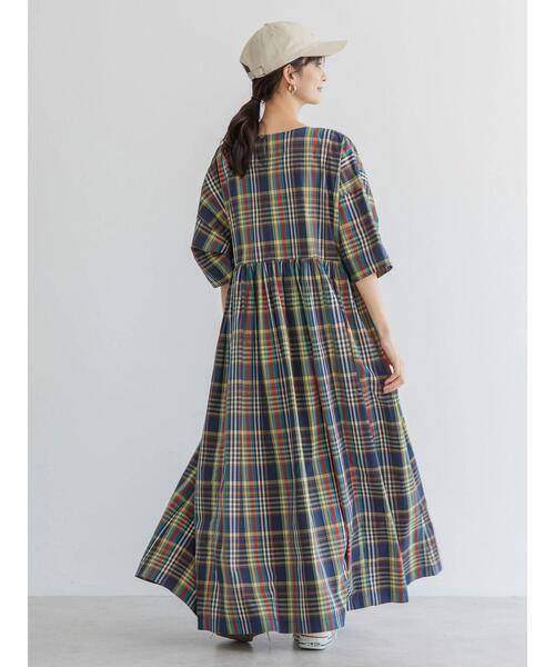 「AMERICAN HOLIC」 半袖ワンピース M ネイビー レディース_画像6