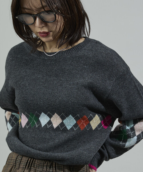 Paprika アーガイルニットセーター 未使用 FREAK'S STORE（フリークスストア） ニット セーター 配色ミニ