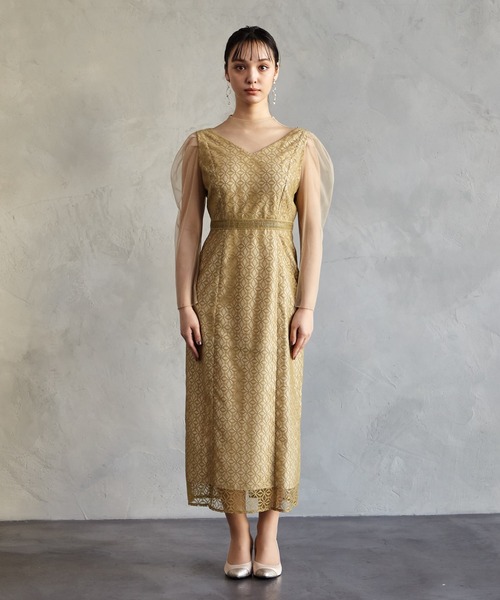 「AIMER」 長袖ワンピース LARGE グリーン レディース_画像2