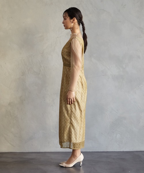 「AIMER」 長袖ワンピース LARGE グリーン レディース_画像3