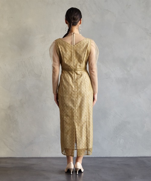 「AIMER」 長袖ワンピース LARGE グリーン レディース_画像4