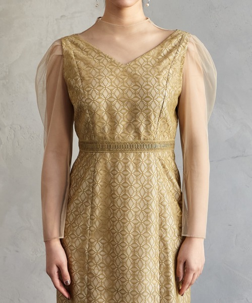 「AIMER」 長袖ワンピース LARGE グリーン レディース_画像5