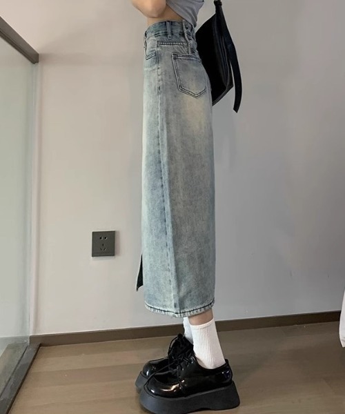 「shameless」 デニムスカート S ブルー レディース_画像7