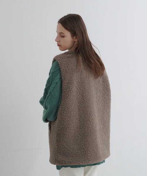 ベスト ジレ オーバーデザインボアベスト レディース : ZOZOTOWN Yahoo