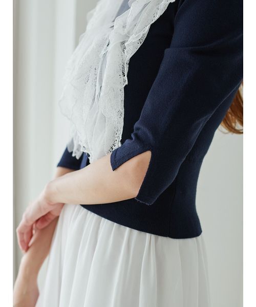 SNIDEL 【極美品】フリルニットプルオーバー ブルー カーディガン レース カーディガン｜SNIDEL(スナイデル)の通販サイト【公式】