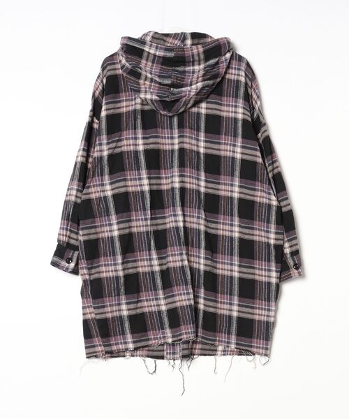 「alternative」 チェック柄長袖ブラウス M パープル レディース_画像2